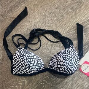 Hula Honey Black White Push up Bikini Top Swimsuit Separates Small New 4/25